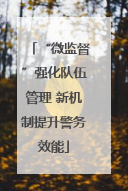 “微监督”强化队伍管理 新机制提升警务效能
