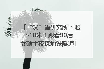 “汉”语研究所：地下10米！跟着90后女硕士夜探地铁隧道