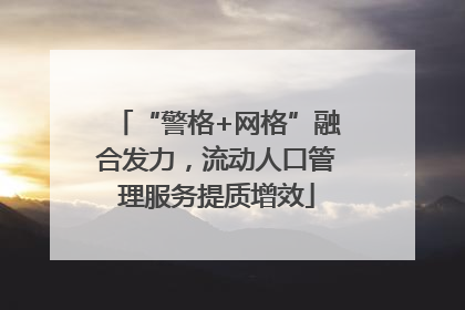 “警格+网格”融合发力，流动人口管理服务提质增效