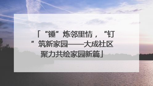 “锤”炼邻里情，“钉”筑新家园——大成社区聚力共绘家园新篇