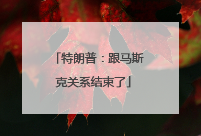 特朗普：跟马斯克关系结束了