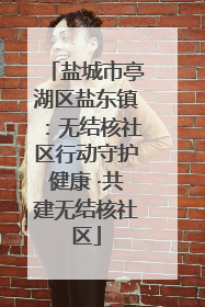 盐城市亭湖区盐东镇：无结核社区行动守护健康 ·共建无结核社区