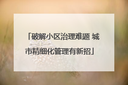 破解小区治理难题 城市精细化管理有新招