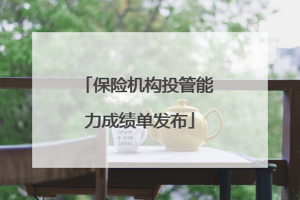 保险机构投管能力成绩单发布