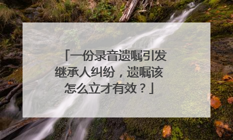 一份录音遗嘱引发继承人纠纷，遗嘱该怎么立才有效？