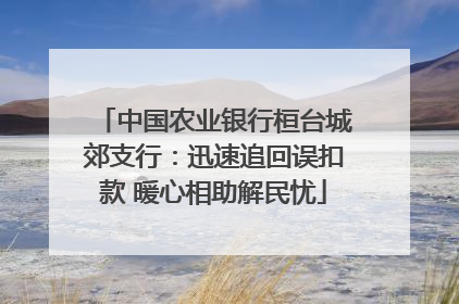 中国农业银行桓台城郊支行：迅速追回误扣款 暖心相助解民忧