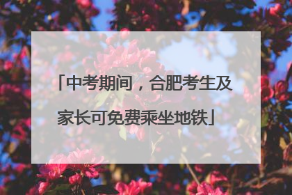 中考期间，合肥考生及家长可免费乘坐地铁