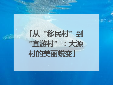 从“移民村”到“宜游村”：大源村的美丽蜕变
