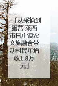 从采摘到露营 莱西市日庄镇农文旅融合带动村民年增收1.8万元