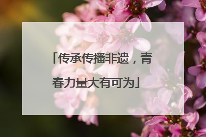 传承传播非遗，青春力量大有可为