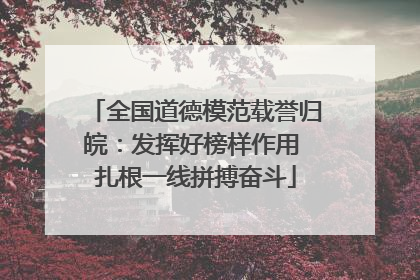 全国道德模范载誉归皖：发挥好榜样作用 扎根一线拼搏奋斗