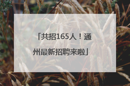 共招165人！通州最新招聘来啦