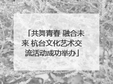 共舞青春 融合未来 杭台文化艺术交流活动成功举办