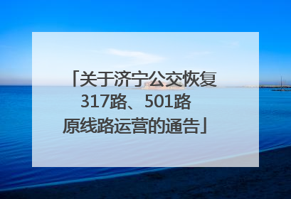 关于济宁公交恢复317路、501路原线路运营的通告