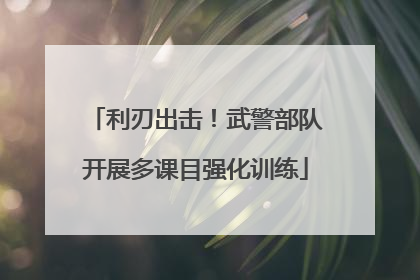 利刃出击！武警部队开展多课目强化训练