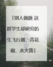别人做题 这群学生却研究仿生飞行器、青花椒、水火箭