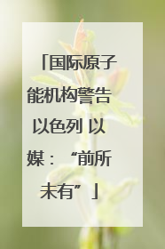 国际原子能机构警告以色列 以媒：“前所未有”
