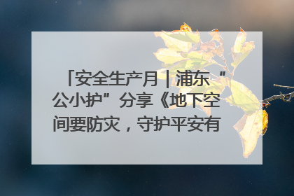 安全生产月｜浦东“公小护”分享《地下空间要防灾，守护平安有我在》安全谣