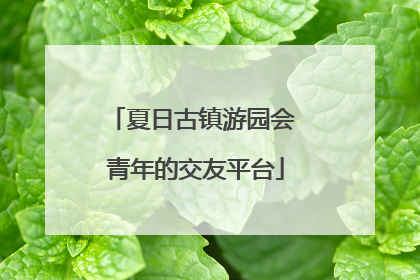夏日古镇游园会 青年的交友平台