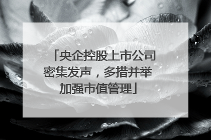 央企控股上市公司密集发声，多措并举加强市值管理