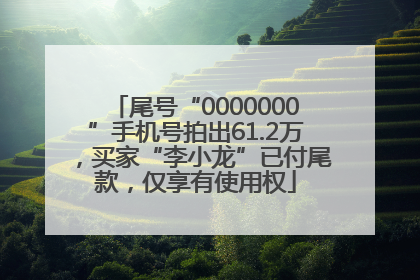 尾号“0000000”手机号拍出61.2万，买家“李小龙”已付尾款，仅享有使用权