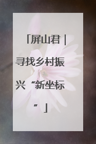 屏山君｜寻找乡村振兴“新坐标”
