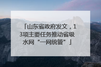 山东省政府发文，13项主要任务推动省级水网“一网统管”