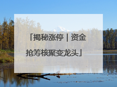 揭秘涨停｜资金抢筹核聚变龙头