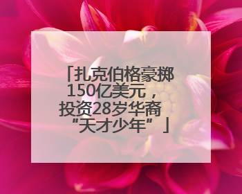 扎克伯格豪掷150亿美元，投资28岁华裔“天才少年”