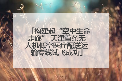 构建起“空中生命走廊” 天津首条无人机低空医疗配送运输专线试飞成功