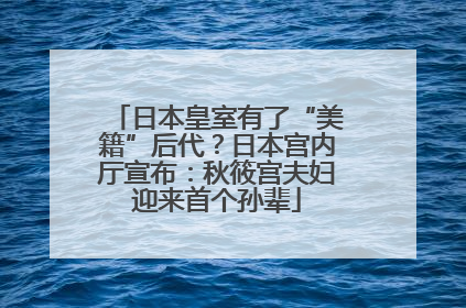日本皇室有了“美籍”后代？日本宫内厅宣布：秋筱宫夫妇迎来首个孙辈