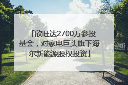 欣旺达2700万参投基金，对家电巨头旗下海尔新能源股权投资