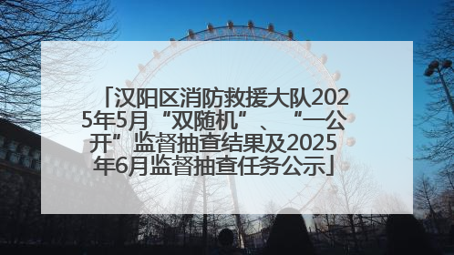 汉阳区消防救援大队2025年5月“双随机”、“一公开”监督抽查结果及2025年6月监督抽查任务公示