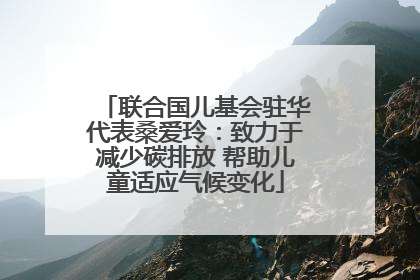 联合国儿基会驻华代表桑爱玲：致力于减少碳排放 帮助儿童适应气候变化