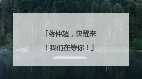 蒋仲超，快醒来！我们在等你！