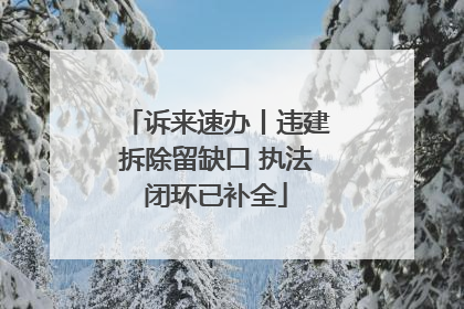诉来速办丨违建拆除留缺口 执法闭环已补全