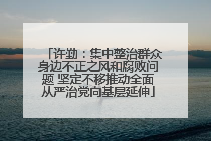 许勤：集中整治群众身边不正之风和腐败问题 坚定不移推动全面从严治党向基层延伸