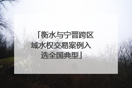 衡水与宁晋跨区域水权交易案例入选全国典型
