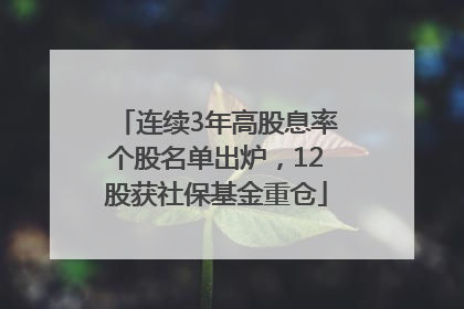 连续3年高股息率个股名单出炉，12股获社保基金重仓