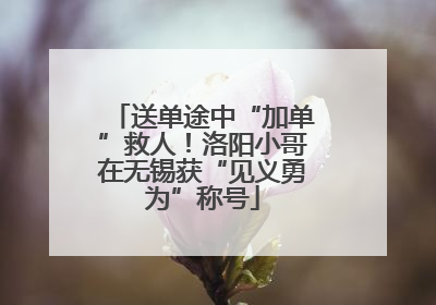 送单途中“加单”救人！洛阳小哥在无锡获“见义勇为”称号