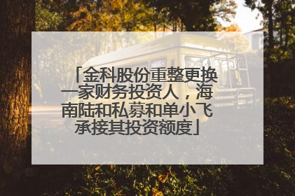金科股份重整更换一家财务投资人，海南陆和私募和单小飞承接其投资额度