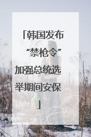 韩国发布“禁枪令”加强总统选举期间安保