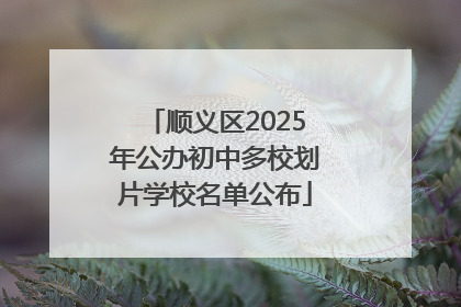 顺义区2025年公办初中多校划片学校名单公布