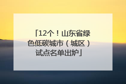 12个！山东省绿色低碳城市（城区）试点名单出炉
