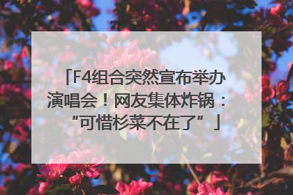 F4组合突然宣布举办演唱会！网友集体炸锅：“可惜杉菜不在了”